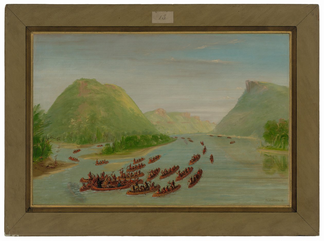 Fader Hennepin og to ledsagere blev taget til fanger af siouxerne. april 1680 af George Catlin