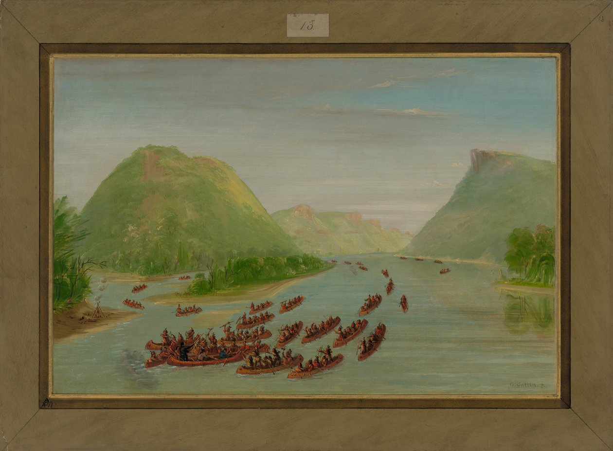 Fader Hennepin og to ledsagere blev taget til fanger af Siouxerne, april 1680, 1847-48 af George Catlin