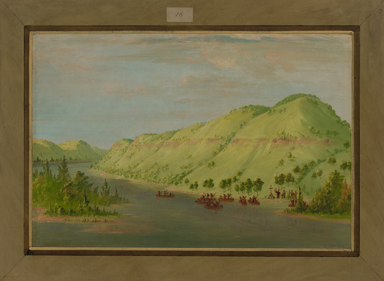 Fader Hennepin forlader Mississippi for at slutte sig til la Salle, 8. maj 1680, 1847-48 af George Catlin