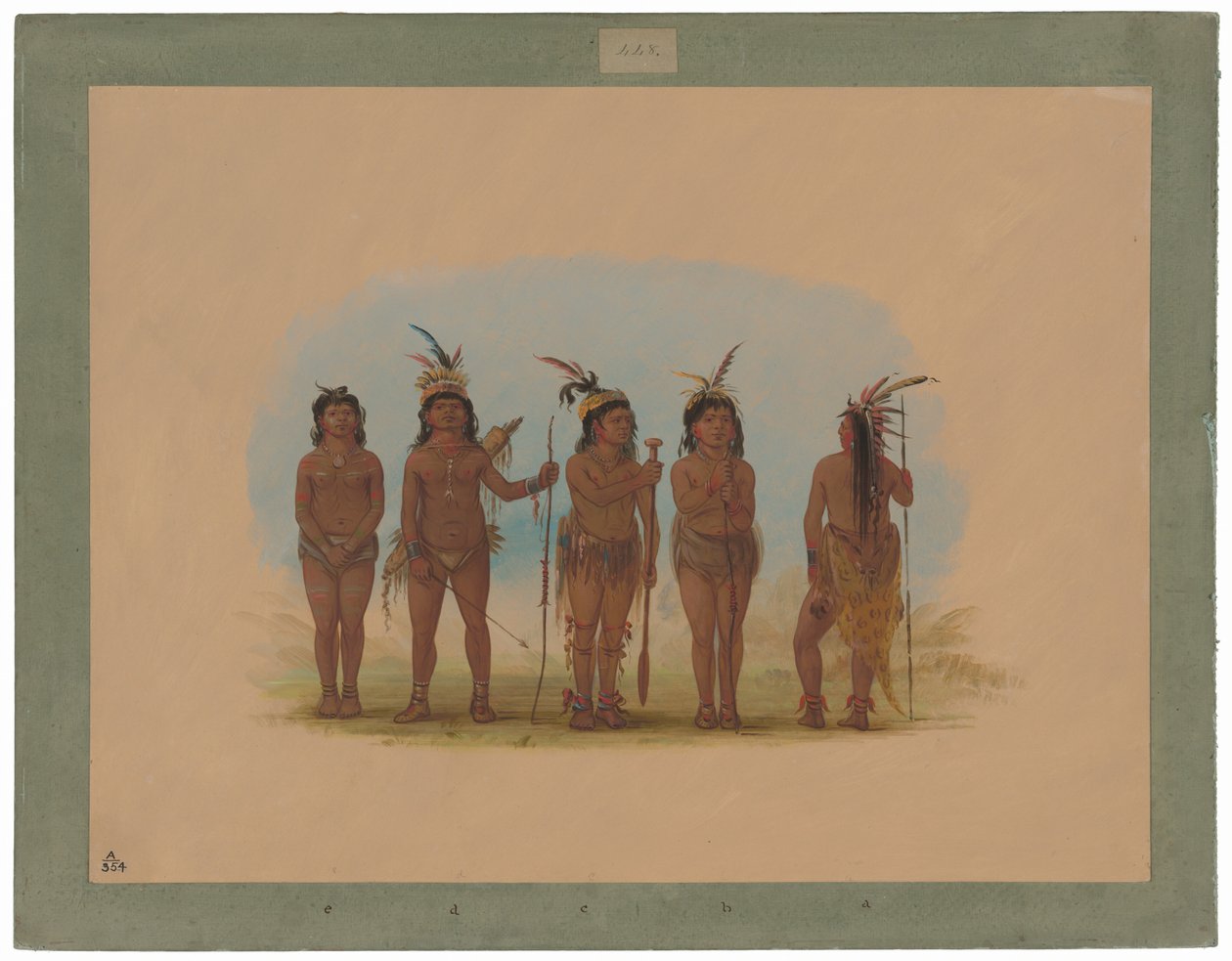 Fem caribiske indianere af George Catlin