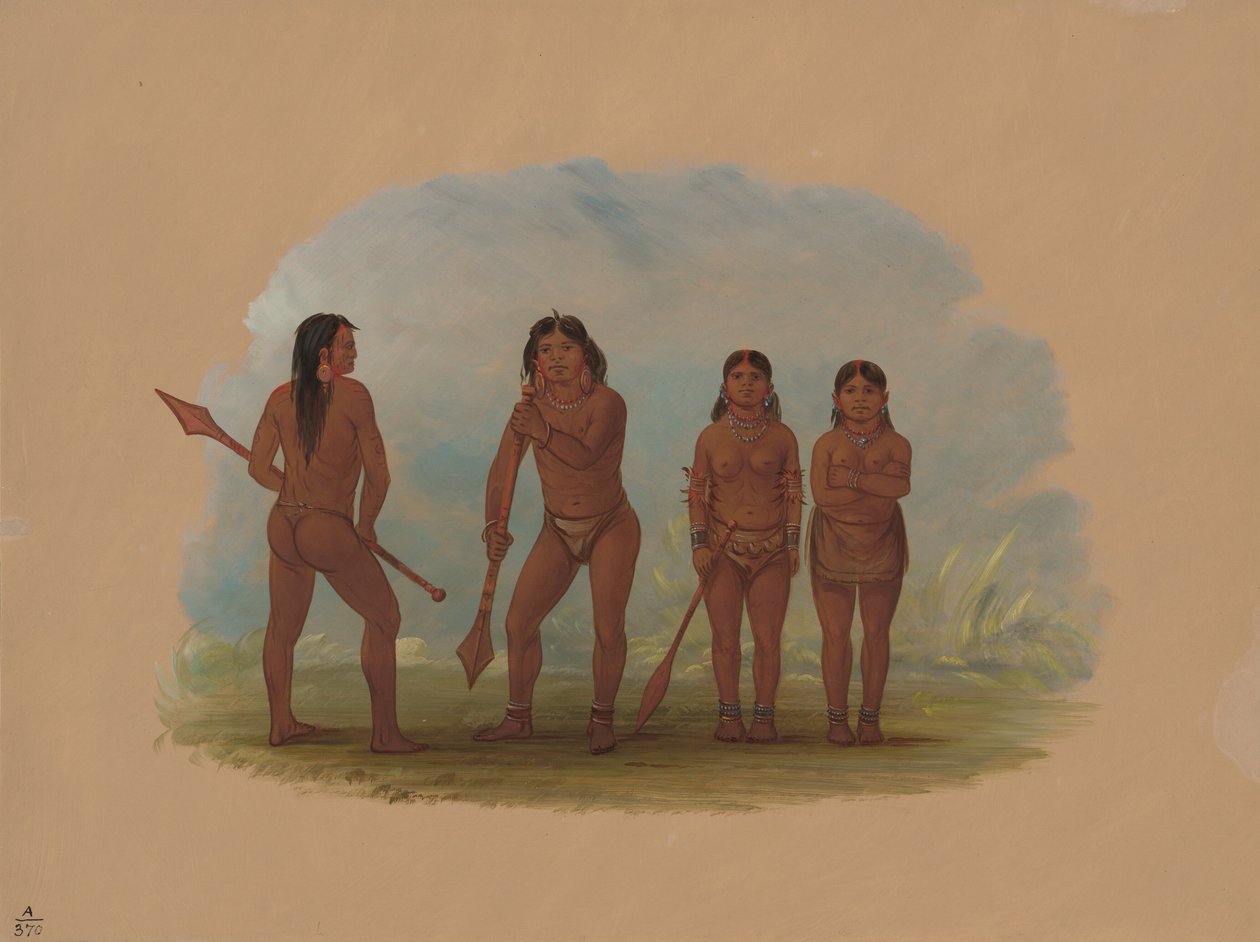 Fire Angustura-indianere, 18541869. af George Catlin
