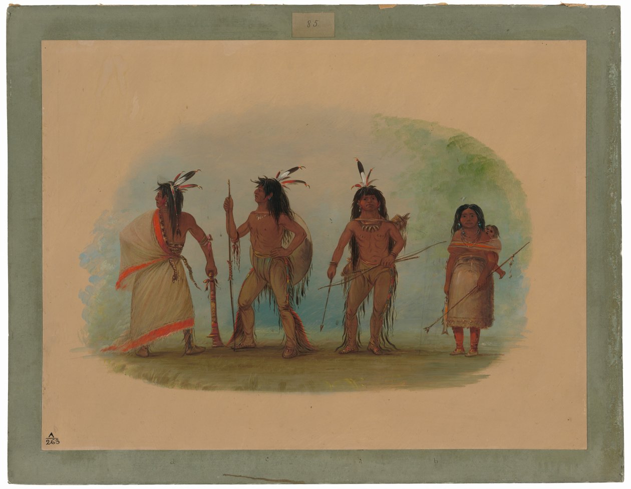 Fire Apachee-indianere af George Catlin