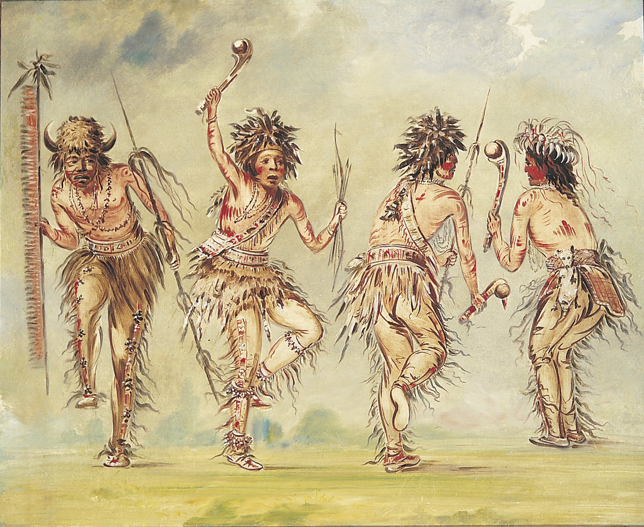 Fire dansere, 1843-1844. af George Catlin