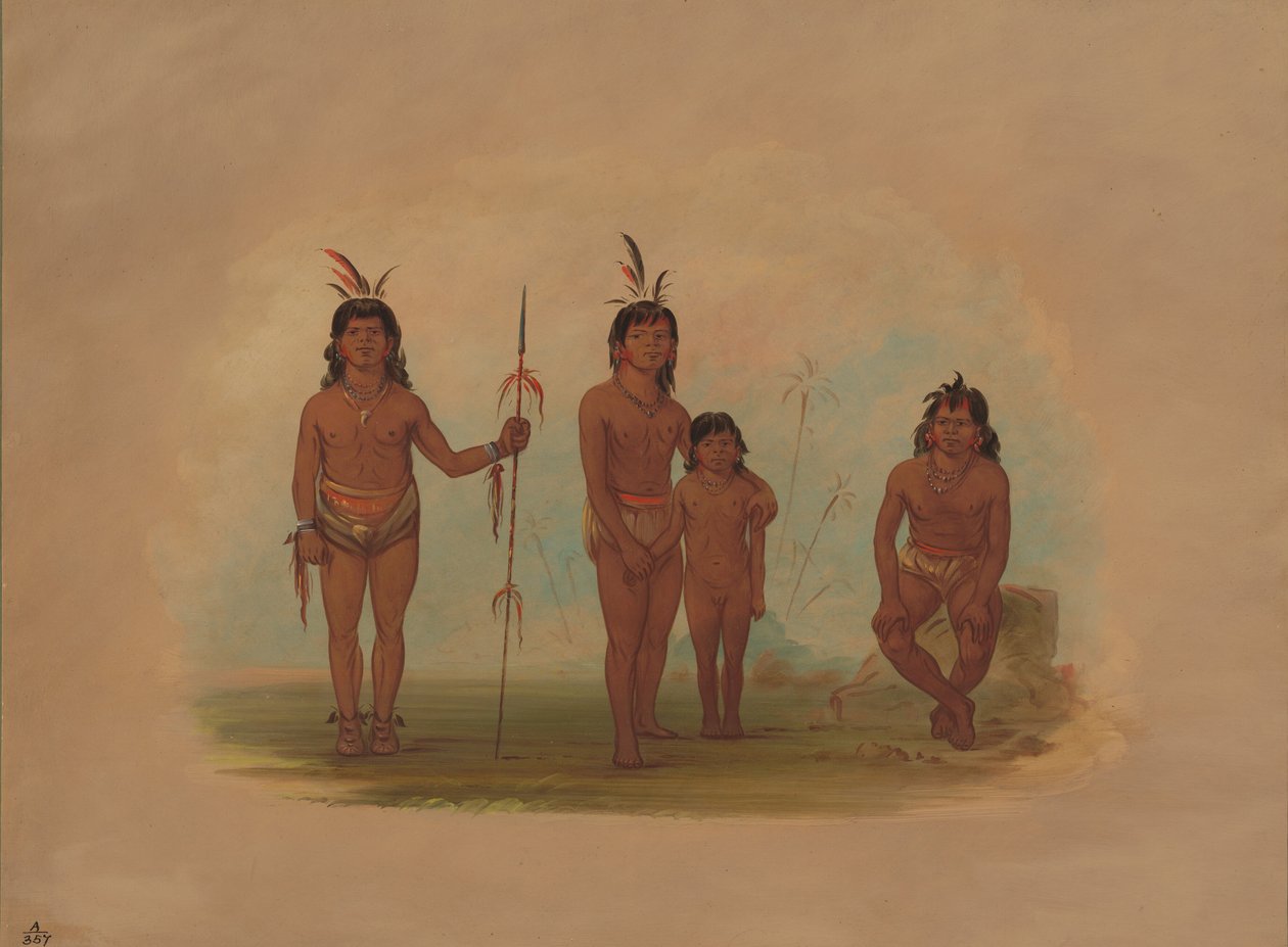 Fire goo-a-give indianere, 18541869. af George Catlin