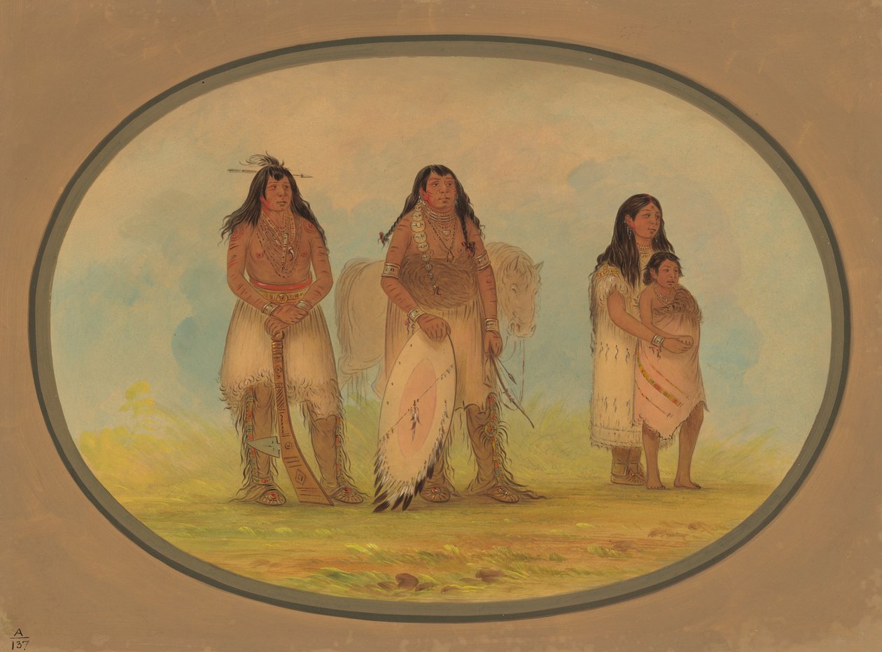 Fire Kiowa-indianere, 18611869. af George Catlin