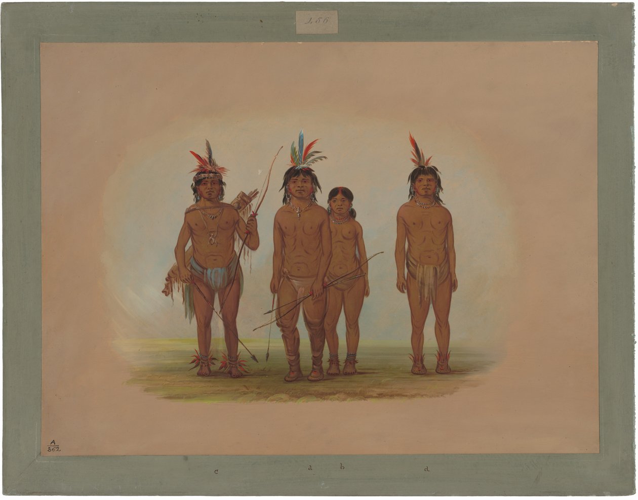 Fire Macouchi-indianere af George Catlin