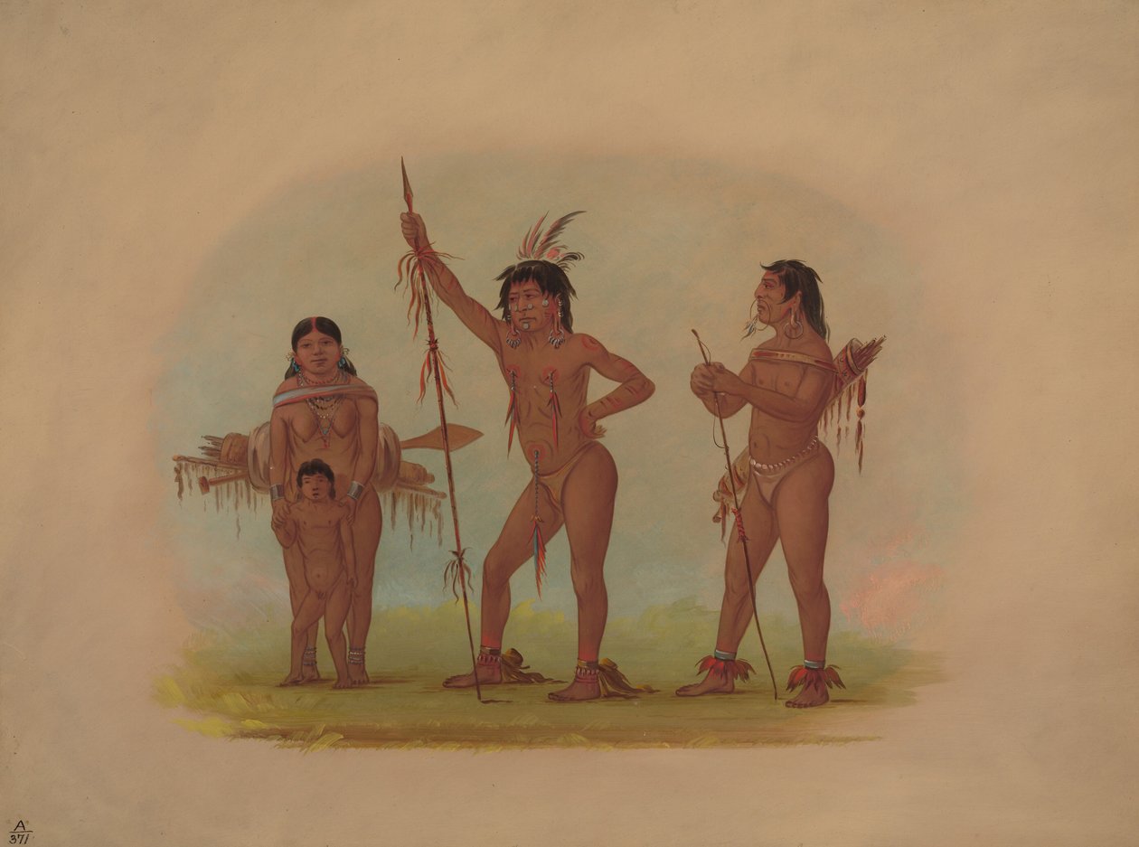 Fire Mura-indianere, 18541869. af George Catlin