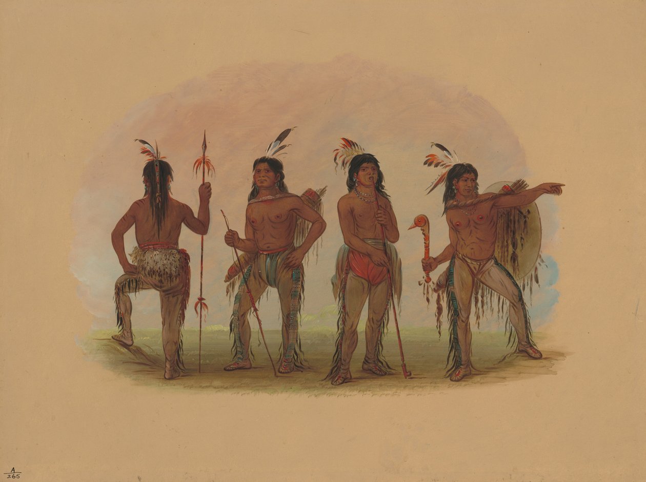 Fire Navaho Warriors, 18611869. af George Catlin