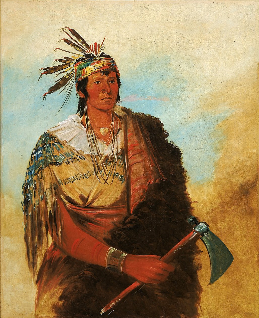 Go-to-ków-páh-ah, står ved sig selv, en fremtrædende tapperhed af George Catlin
