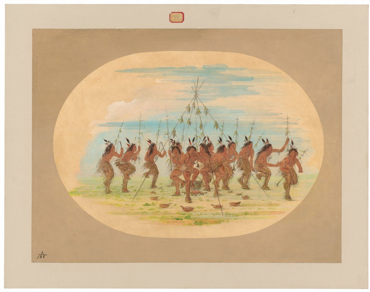Green Corn Dance - Minatarrees af George Catlin