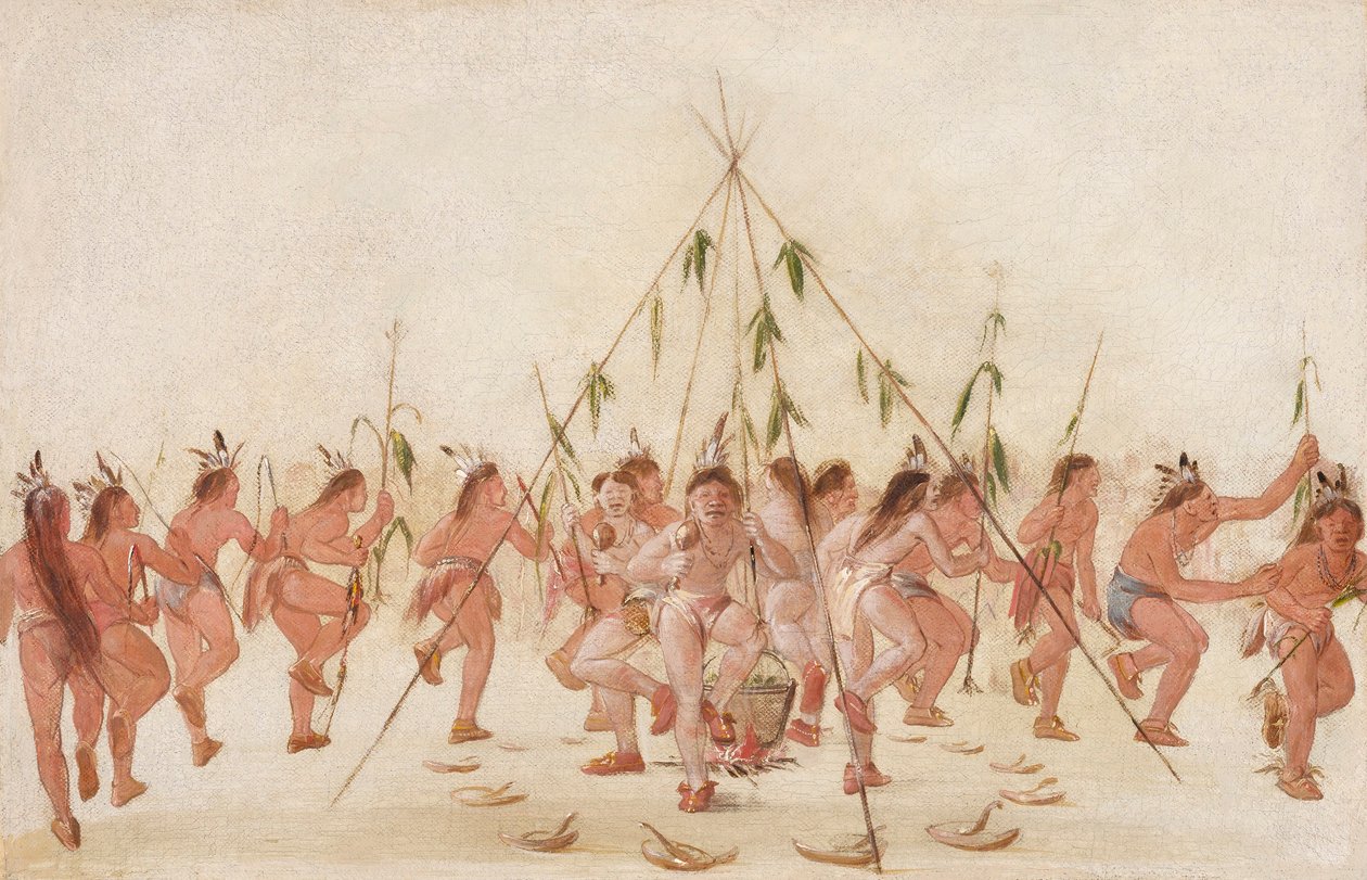 Dans med grøn majs, Hidatsa af George Catlin