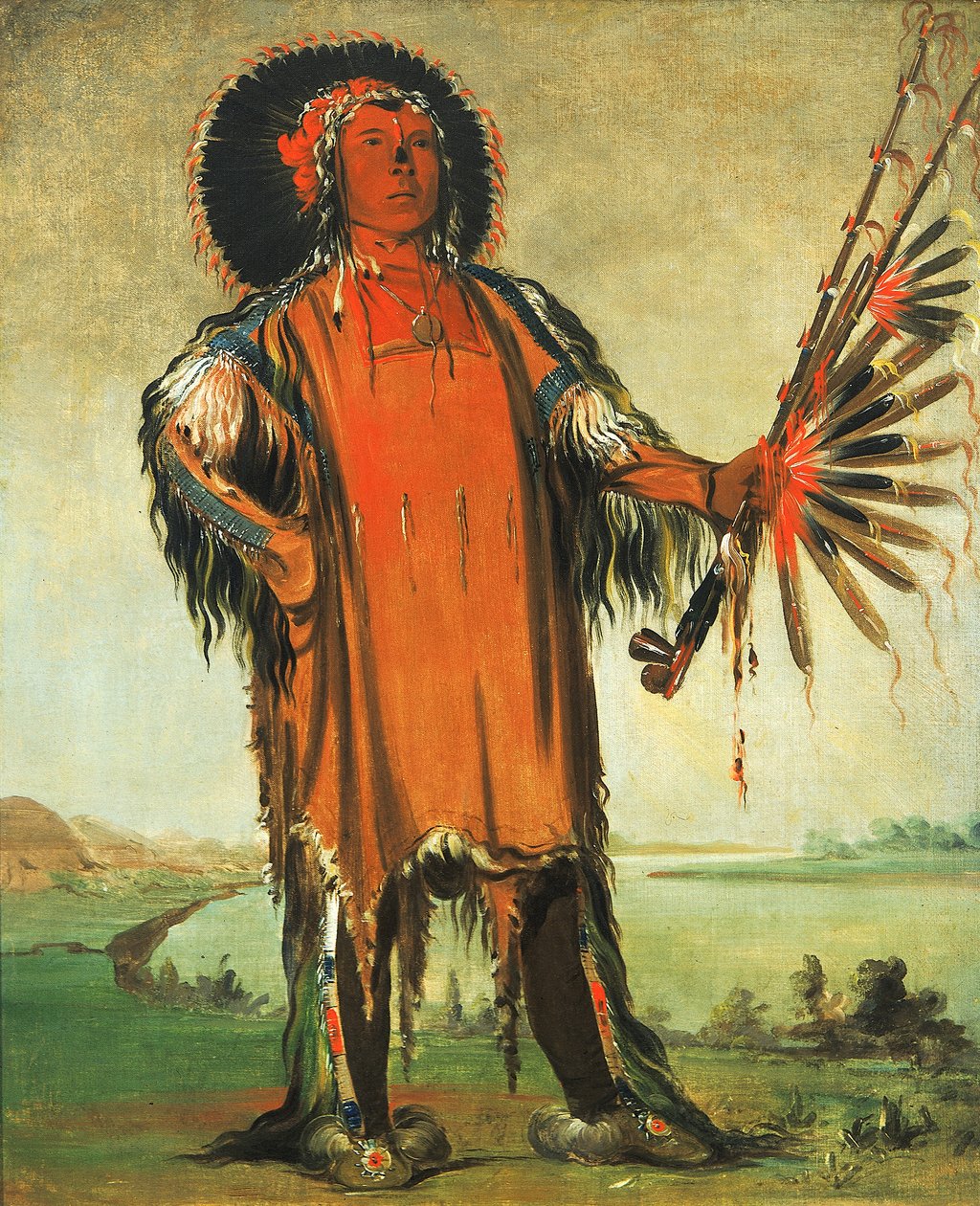 Ha-na-tá-nu-maúk, ulvehøvding, hovedhøvding for stammen, 1832. af George Catlin