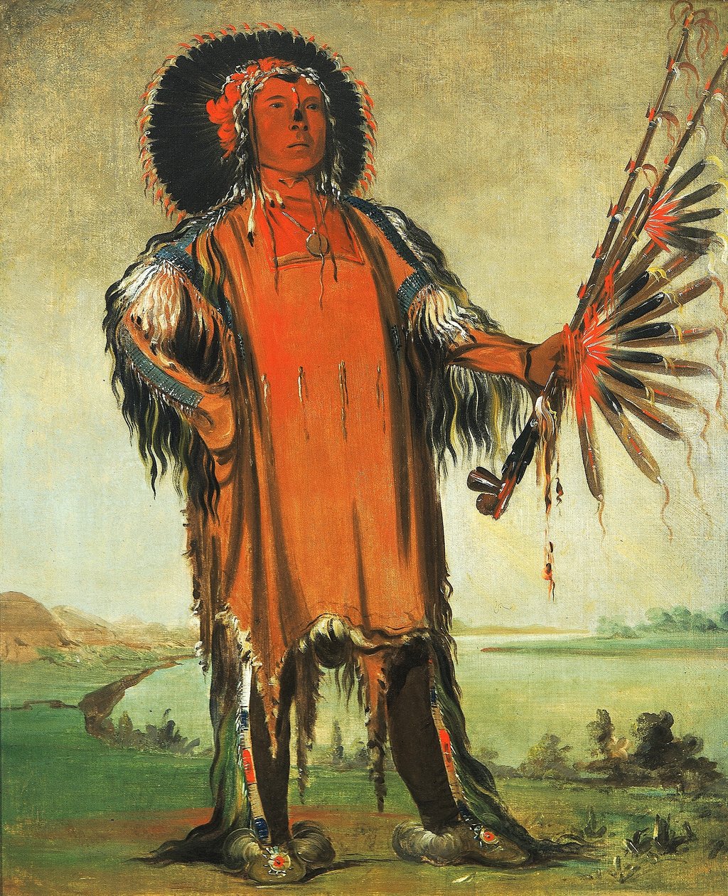 Ha-na-tá-nu-maúk, ulvehøvding, stammens overhoved af George Catlin