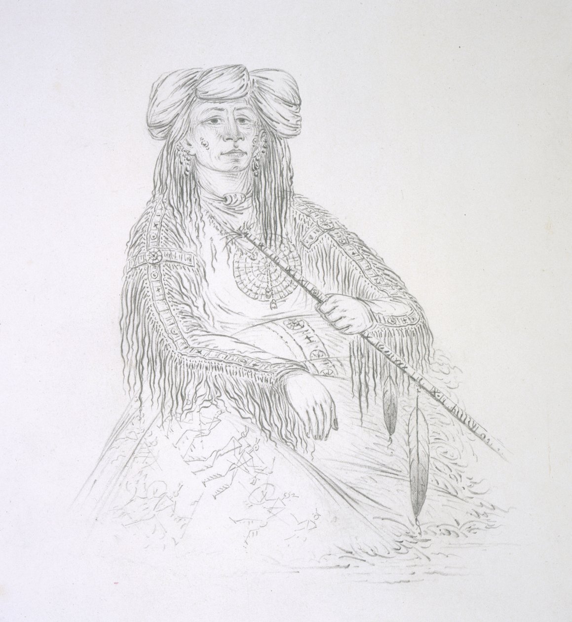 Ha-wan-je-tah (Det ene horn) 1852 af George Catlin