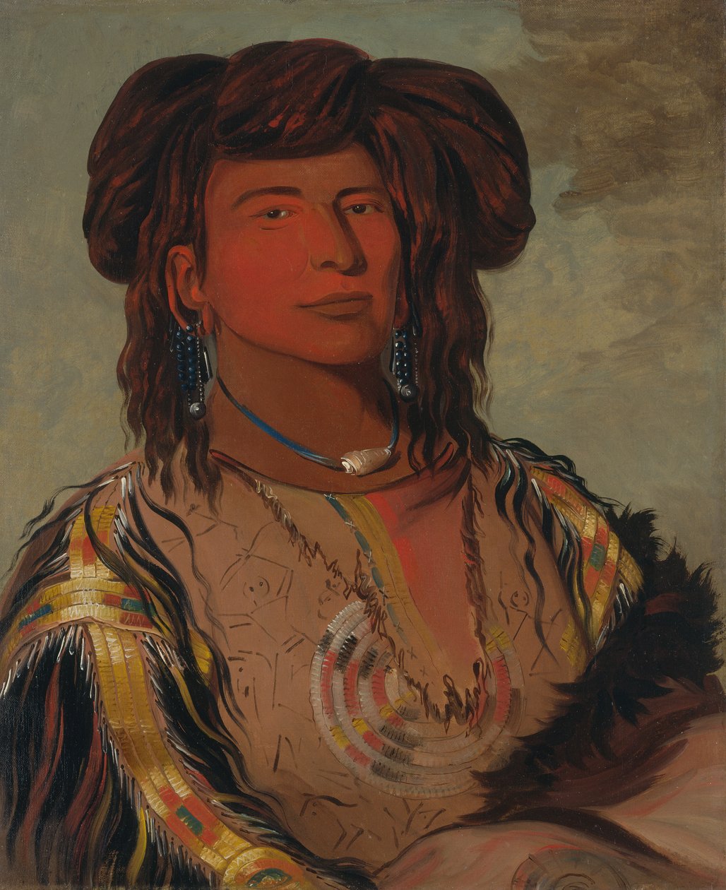 Ha-wón-je-tah, One Horn, chef for Miniconjou-stammen, 1832. af George Catlin