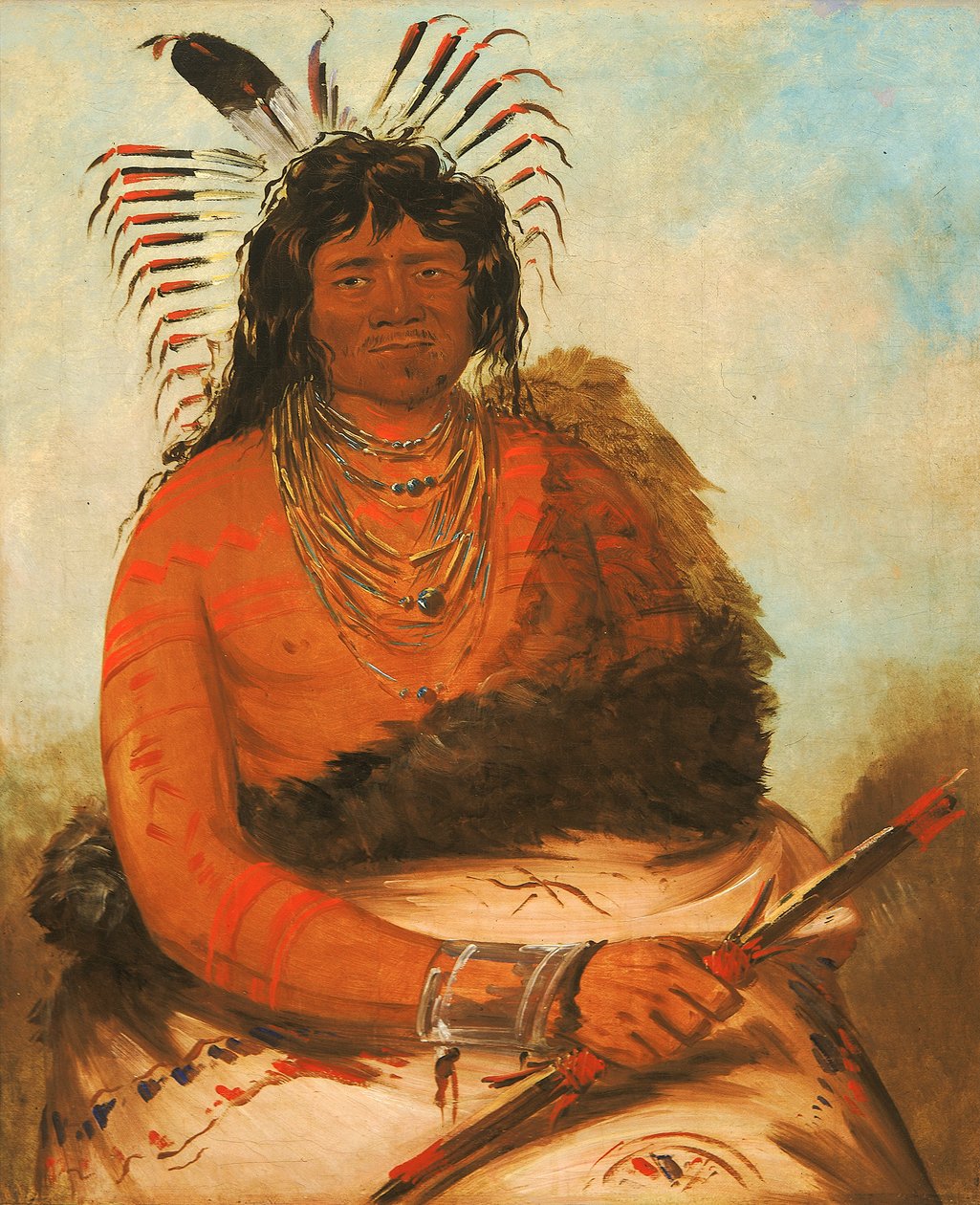 Háh-nee, Bæveren, en kriger, 1834. af George Catlin