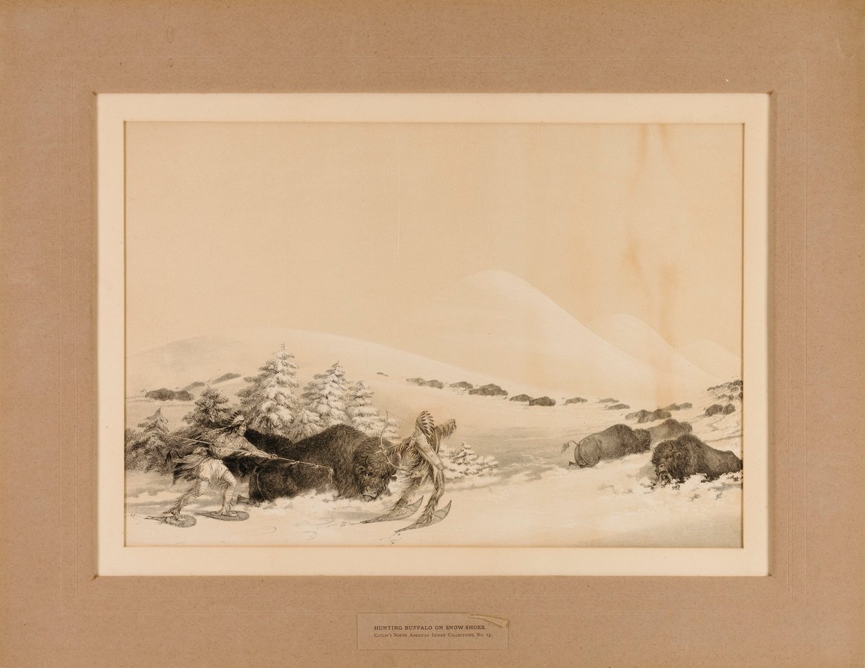 Jagt på bøfler i sne - nr. 15 af George Catlin