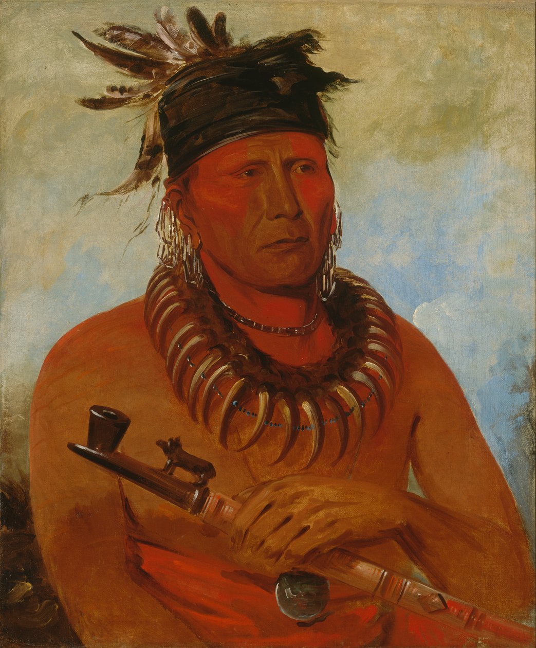 Háw-che-ke-súg-ga, Han der dræber Osages, høvding for stammen, 1832. af George Catlin