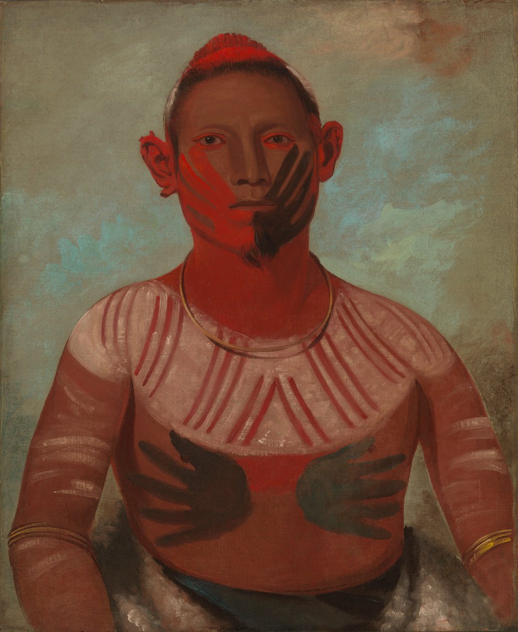 I-o-wáy, En af Black Hawks vigtigste krigere, 1832. af George Catlin