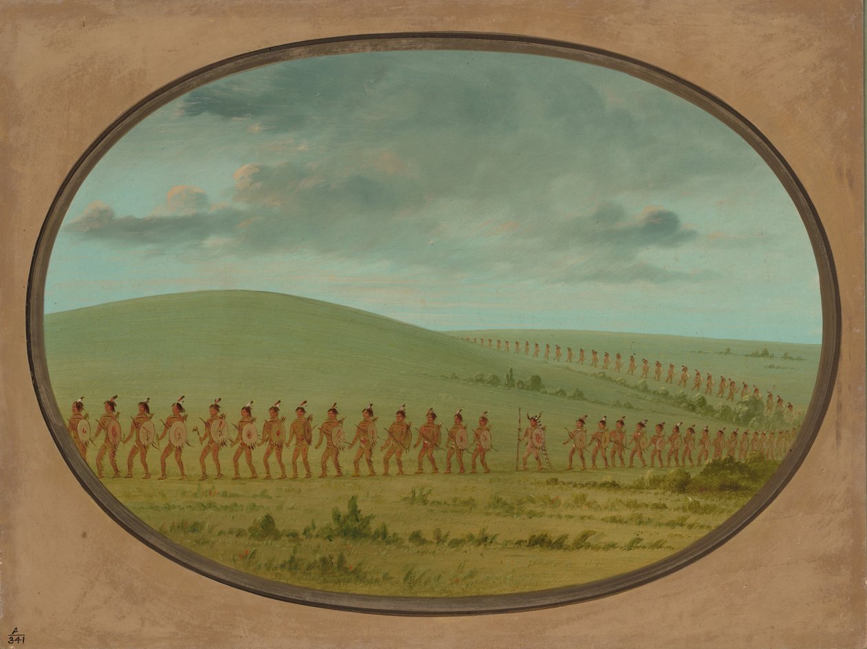 Indian File - Iowa, 18611869. af George Catlin