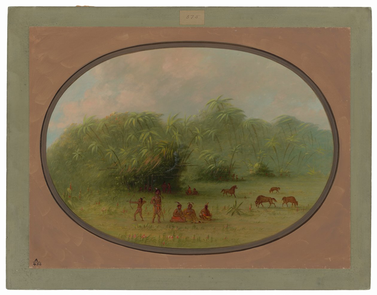 Indianere og heste i skoven af George Catlin