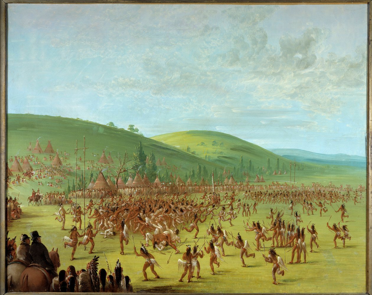 Indians of America: "" Game of balls among the Indians"" Maleri af George Catlin (1794-1872) 1835 Blerancourt, Musee Franco American - Native Americans Ball Play. Maleri af George Catlin (1794-1872) af George Catlin