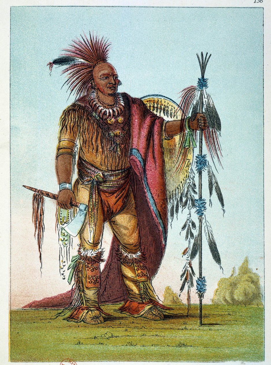 Indians of America: Portræt af en leder af Saxons and Foxes-stammen af George Catlin