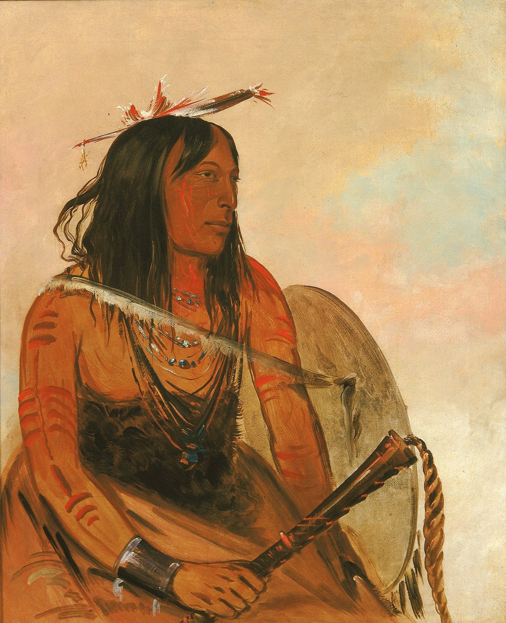 Ish-a-ró-yeh, Han, der bærer en ulv, en fremtrædende tapperhed af George Catlin