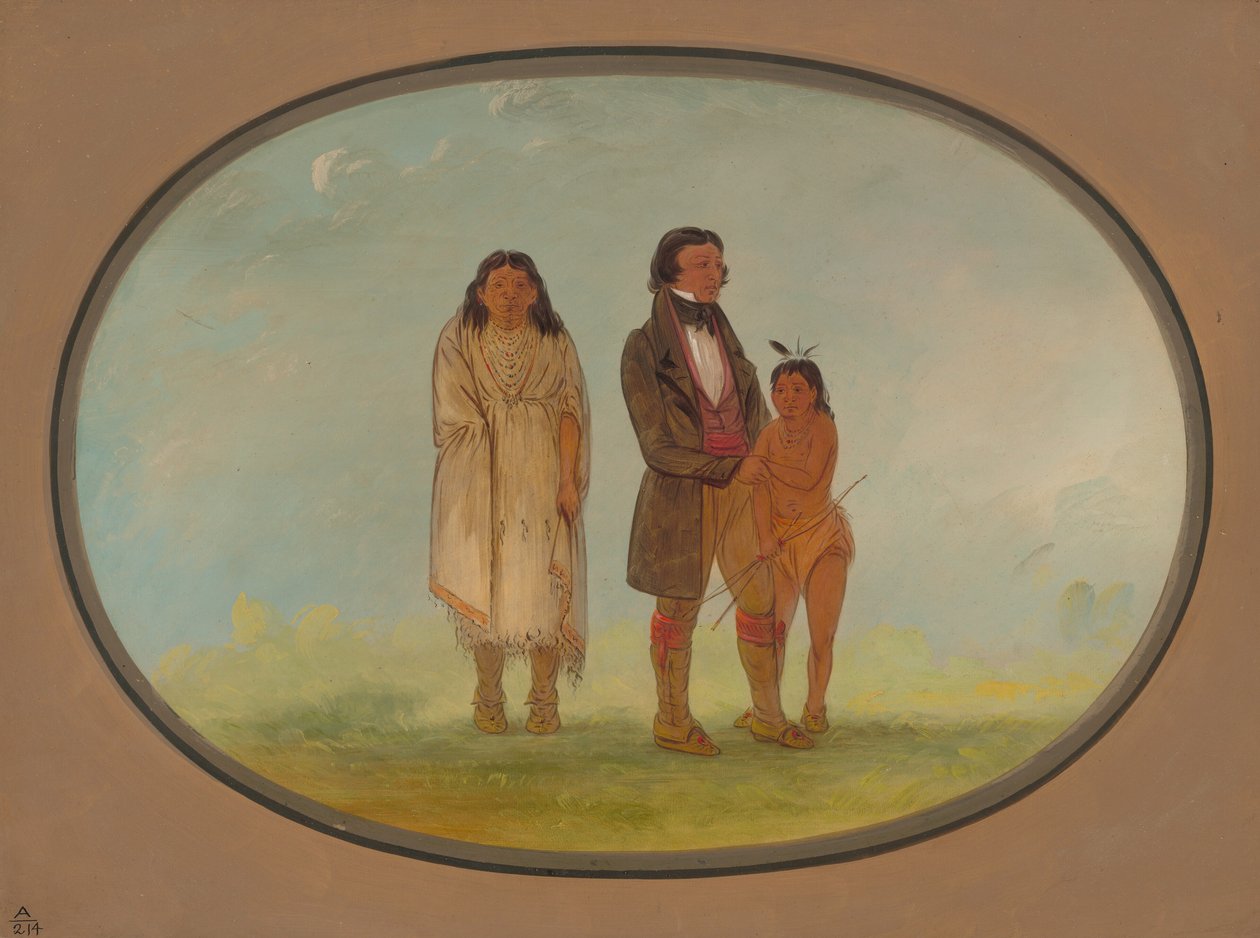 Kaskaskia-høvding, hans mor og søn, 18611869. af George Catlin