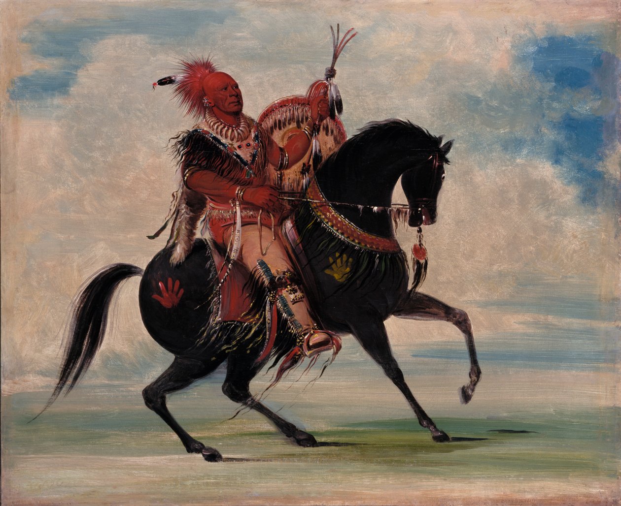 Kee-o-kúk, The Watchful Fox, Chief of the Tribe, til hest, 1835. af George Catlin
