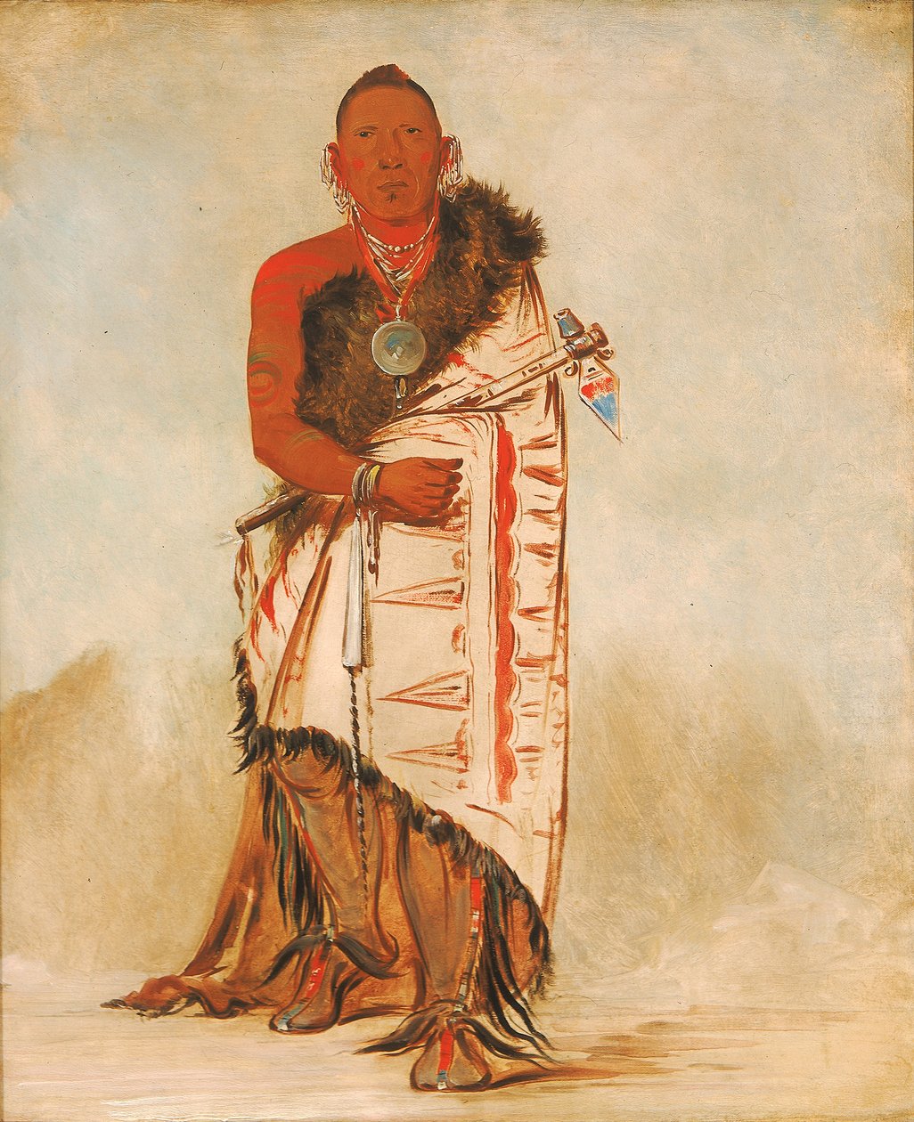 Ki-hó-go-waw-shú-shee, modig høvding, høvding for stammen, 1832. af George Catlin