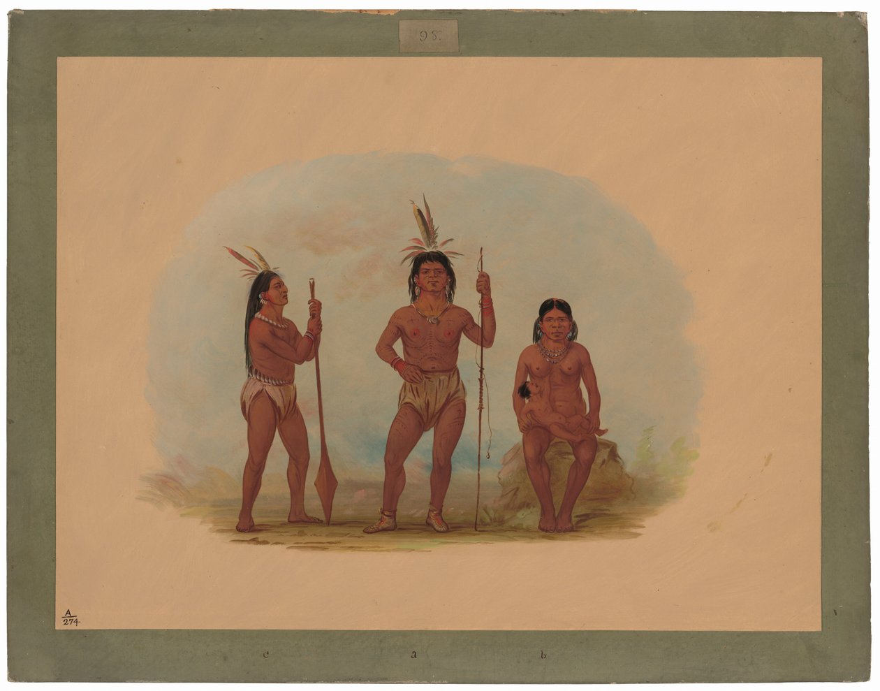 Klahoquaht-høvding, hans kone og søn af George Catlin