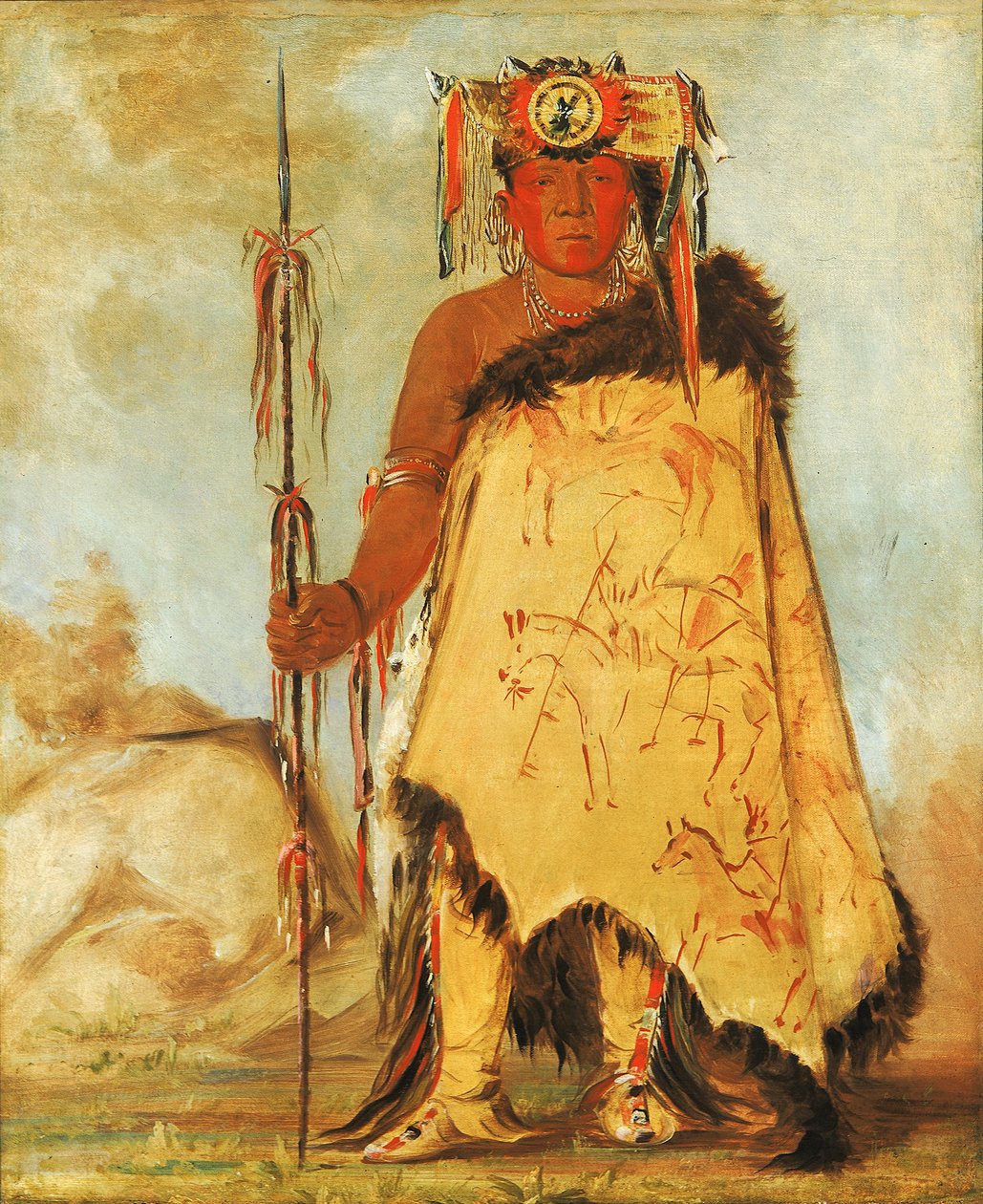 La-wée-re-coo-re-shaw-wee, krigschef og republikansk Pawnee, 1832. af George Catlin