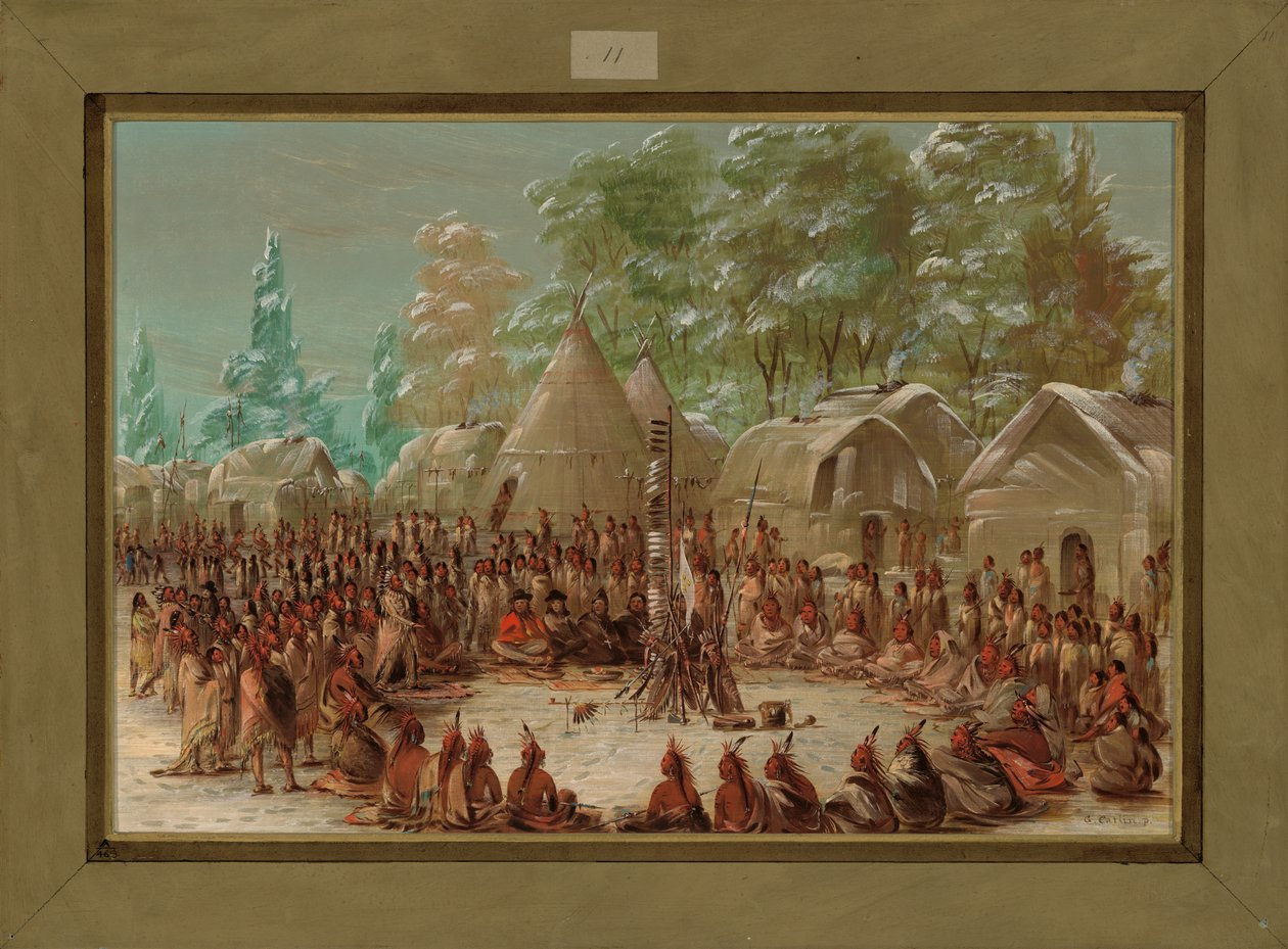 La Salles fest holdt i Illinois Village, 2. januar 1680, 1847-1848 af George Catlin