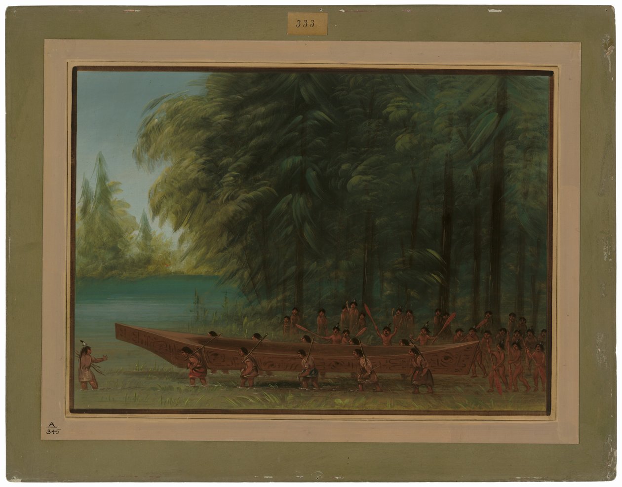 Opsendelse af en kano - Nayas-indianere af George Catlin