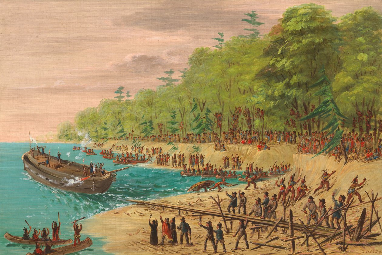 Lancering af Griffin. juli 1679, 18471848. af George Catlin