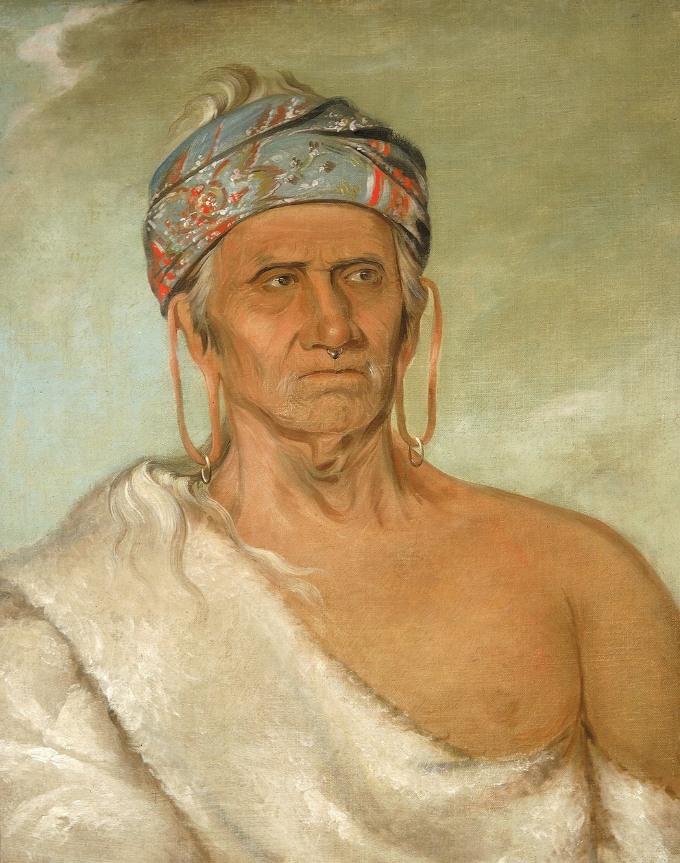 Lay-láw-she-kaw, går op ad floden, en gammel høvding af George Catlin