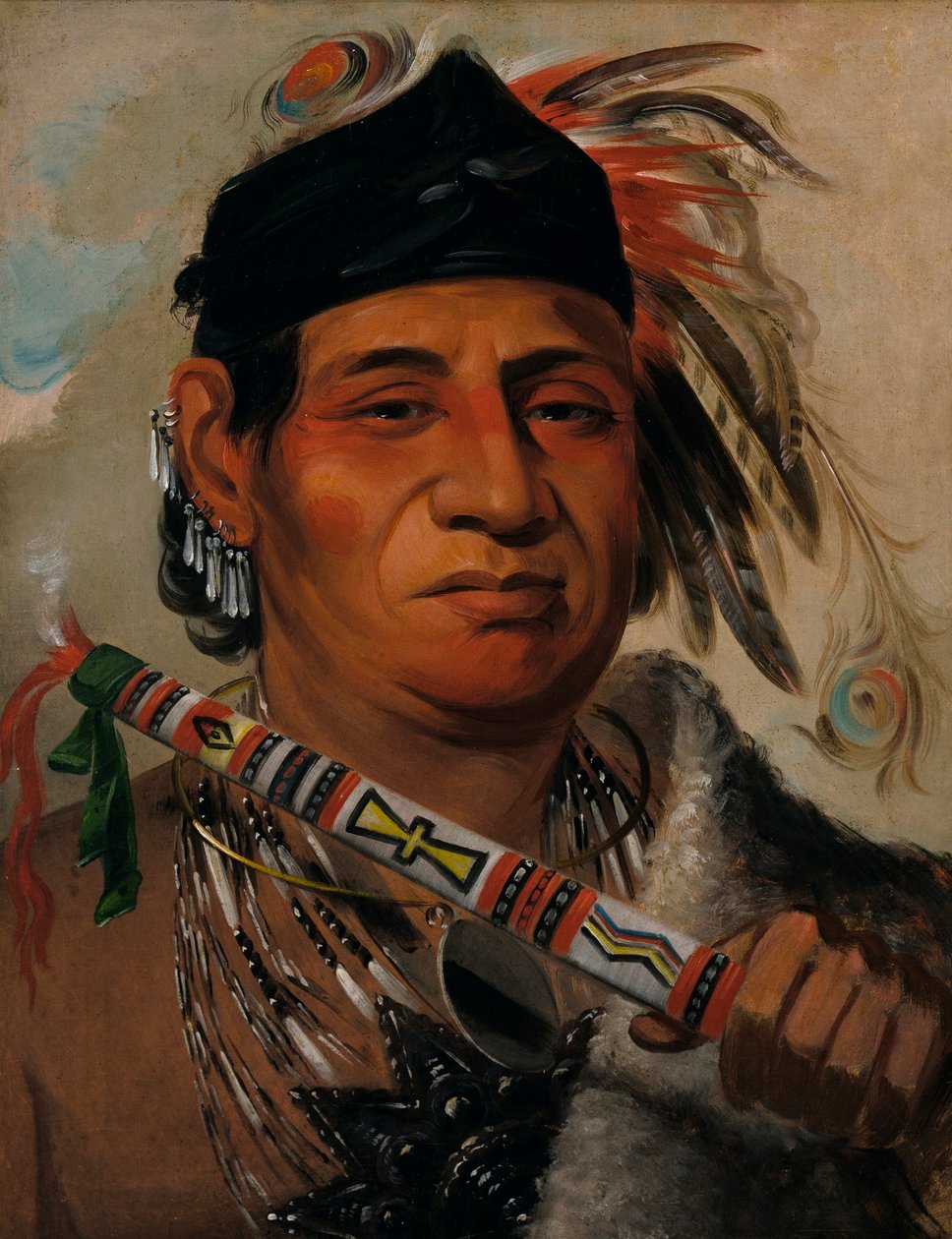 Mah-kée-mee-teuv, Grizzlybjørn, stammens høvding af George Catlin