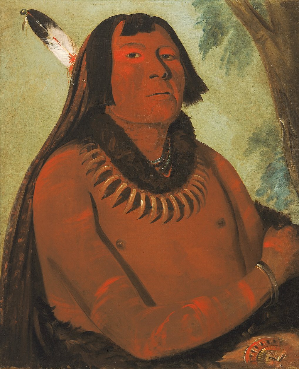 Mah-táhp-ta-a, skynder sig gennem midten, en modig af George Catlin