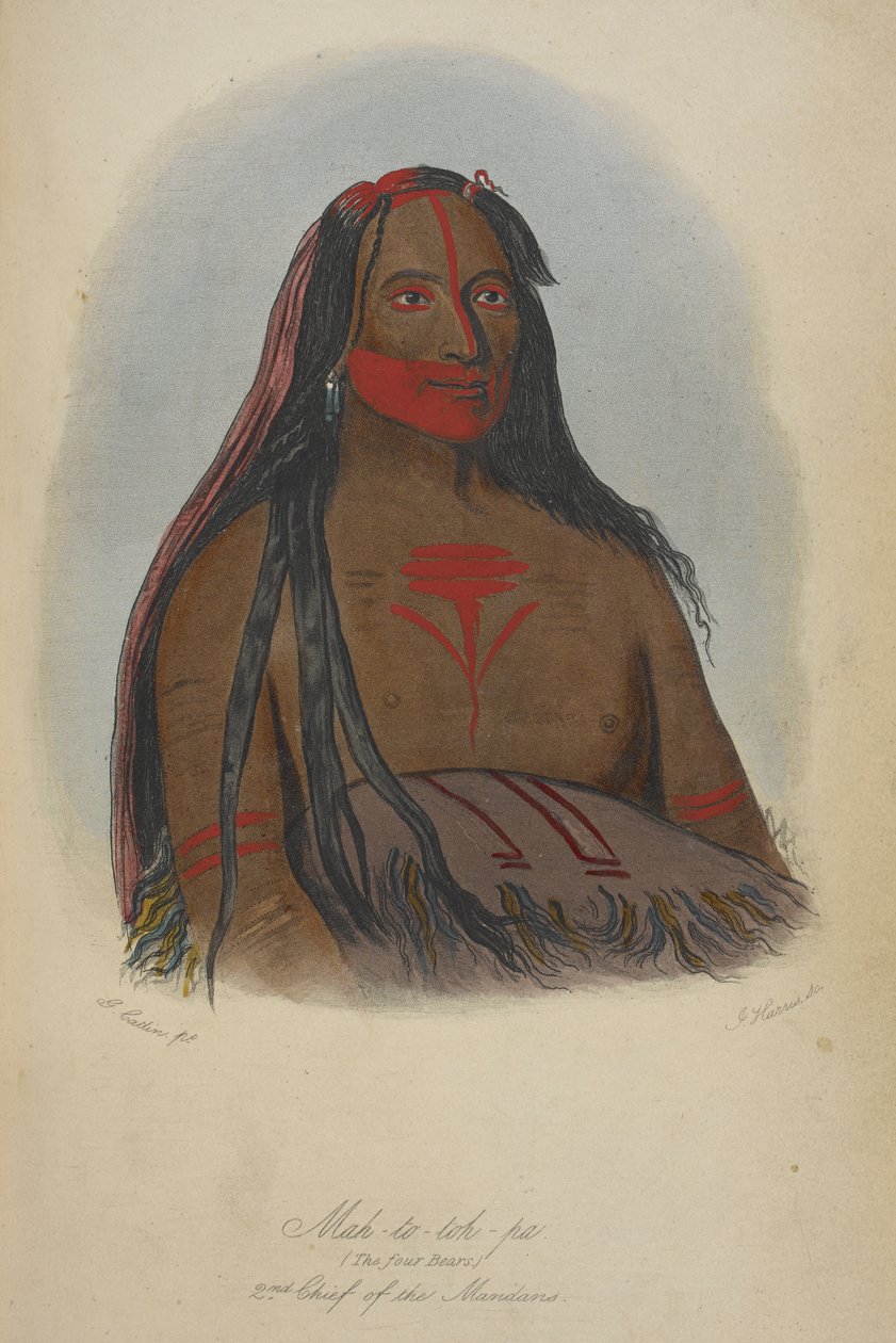 Mah-to-toh-pa (de fire bjørne) Mandanernes 2. høvding. af George Catlin