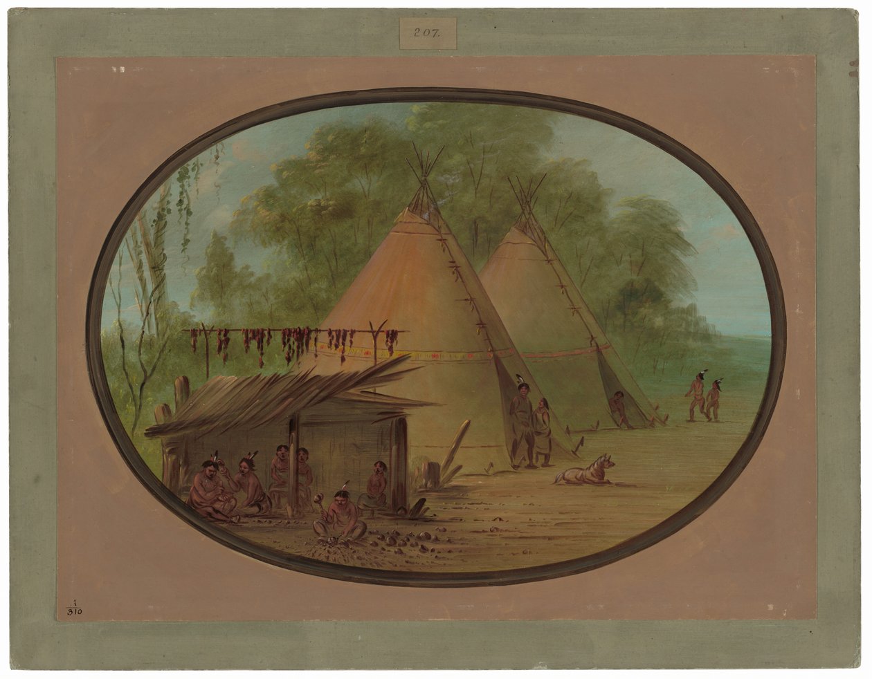 Fremstilling af pilespidser af flint - Apacherne af George Catlin
