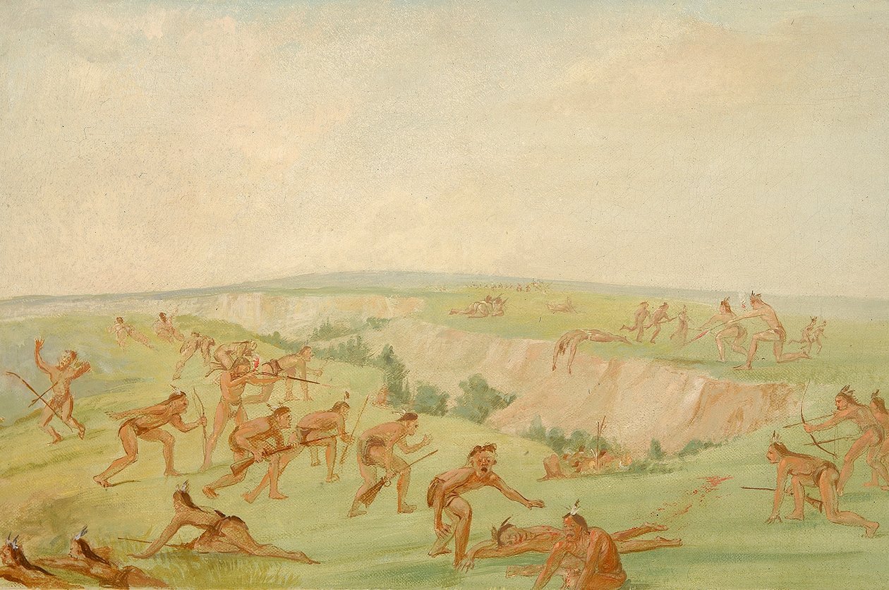 Mandan angriber en gruppe arikaraer af George Catlin