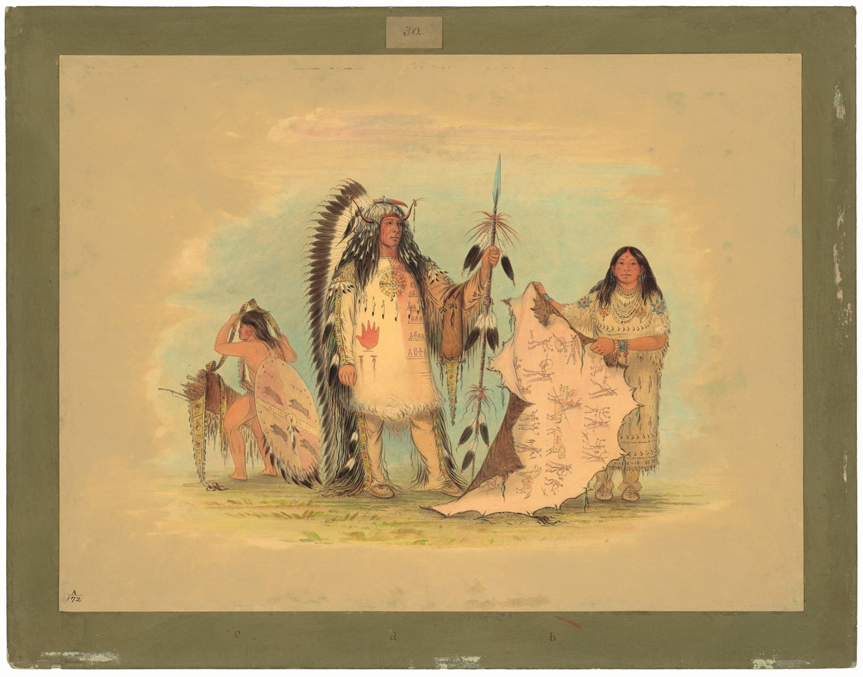Mandan krigschef med sin yndlingskone af George Catlin