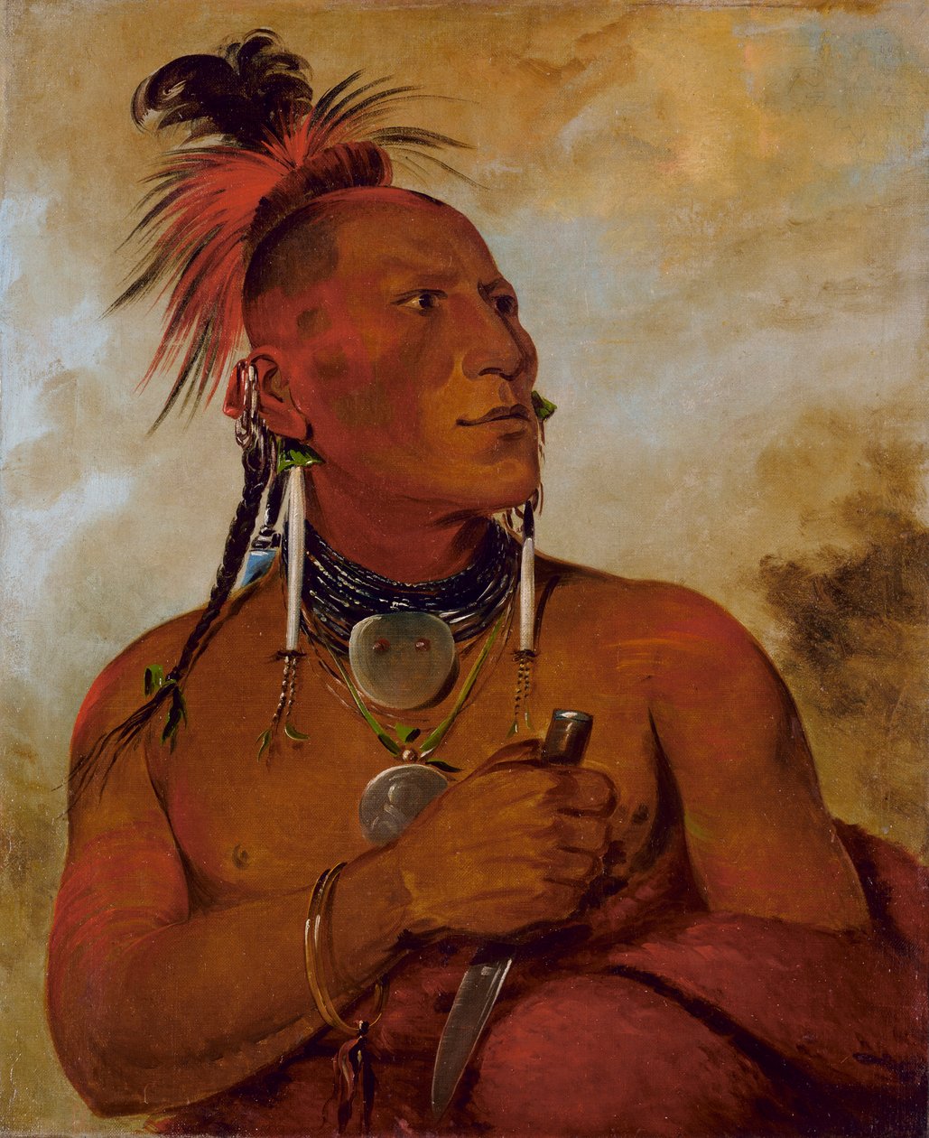Meach-o-shín-gaw, Little White Bear, a Distinguished Brave, 1832. af George Catlin