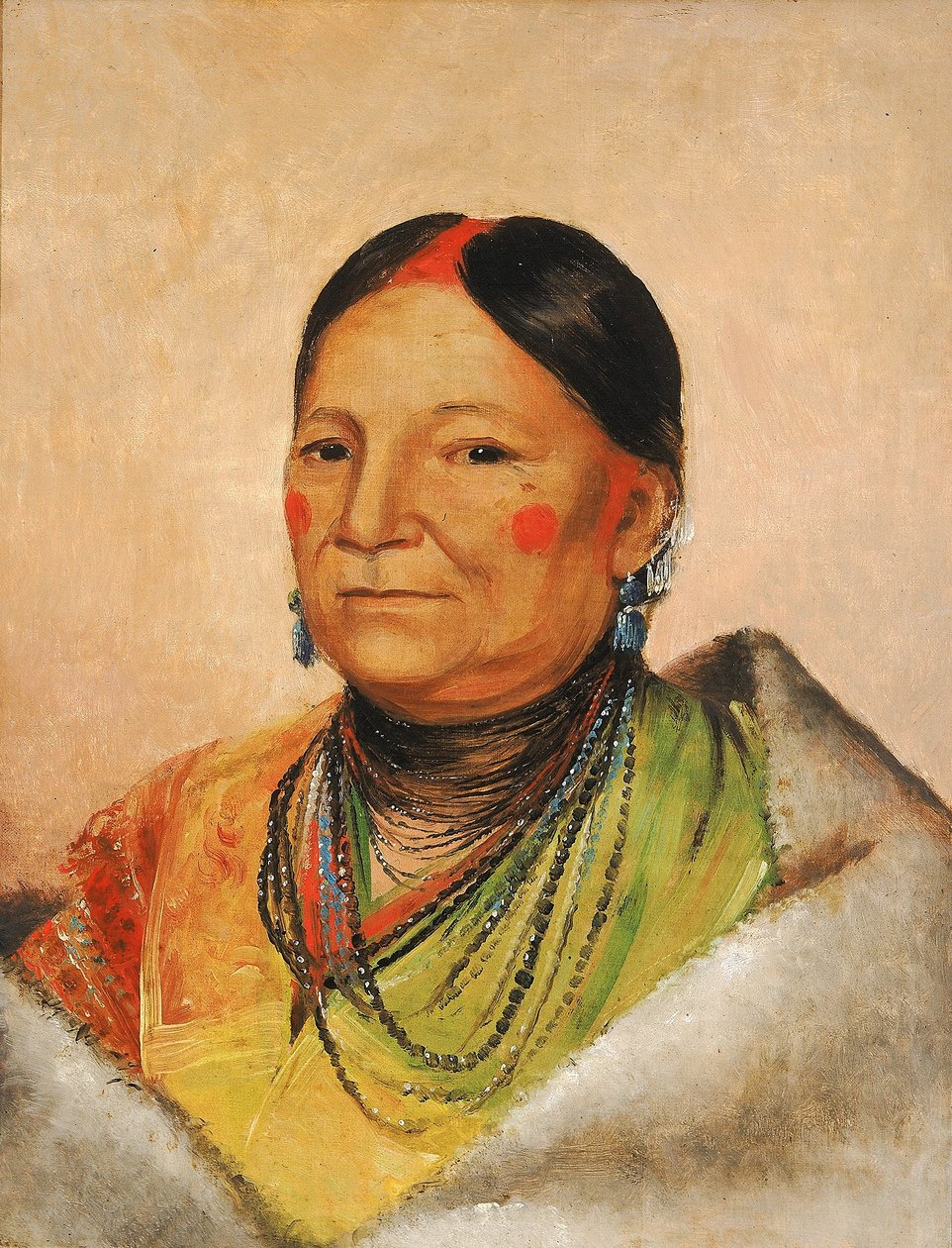 Mee-chéet-e-neuh, den sårede bjørns skulder, høvdingens kone af George Catlin