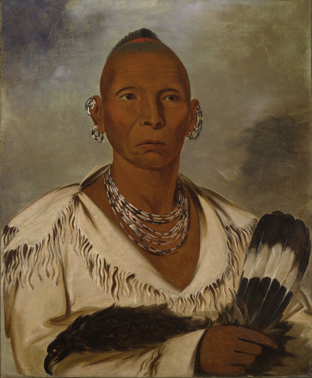 Múk-a-tah-mish-o-káh-kaik, Black Hawk, fremtrædende Sac-høvding af George Catlin