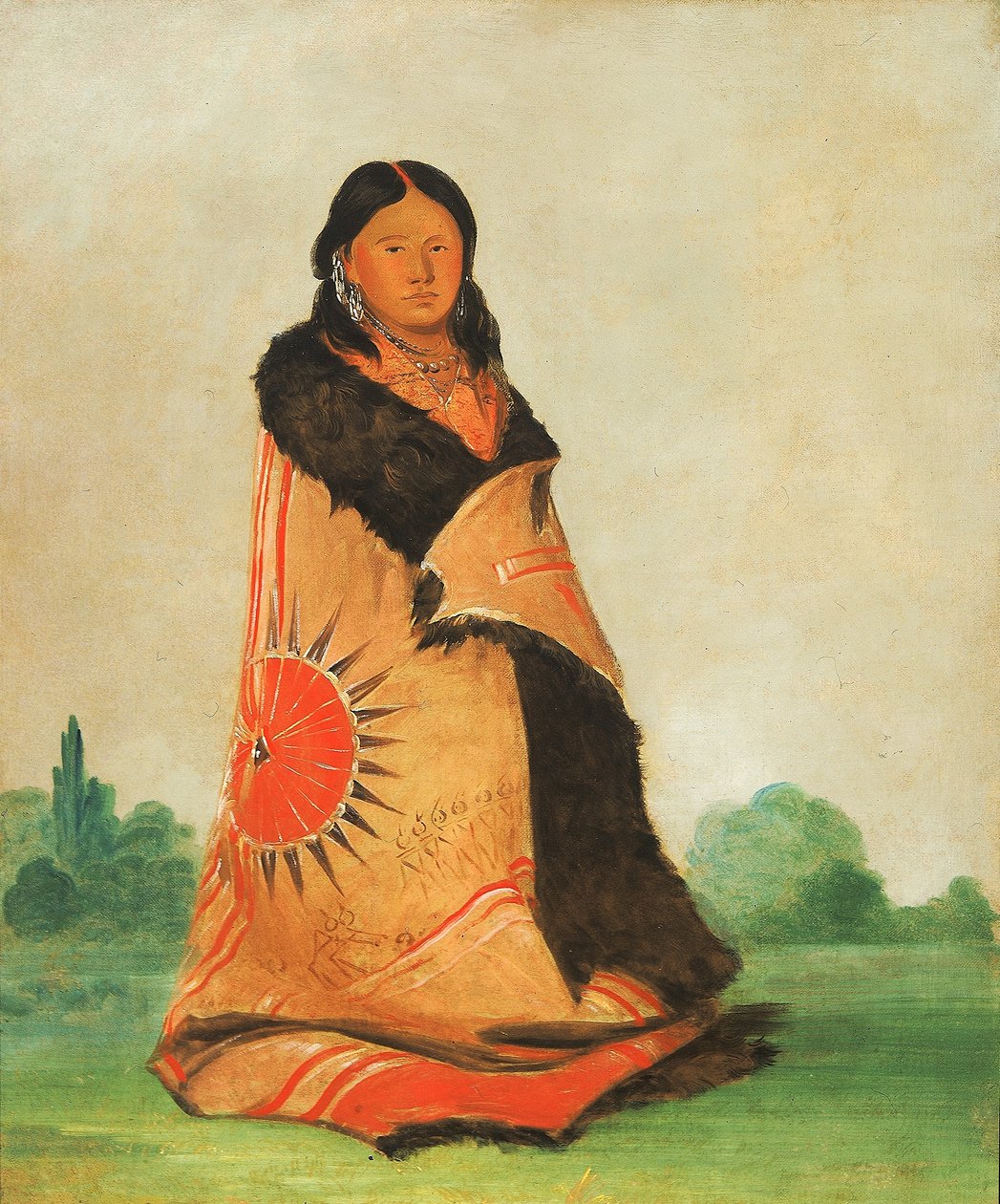Mong-shóng-sha, bøjende pil, den store høvdings kone af George Catlin
