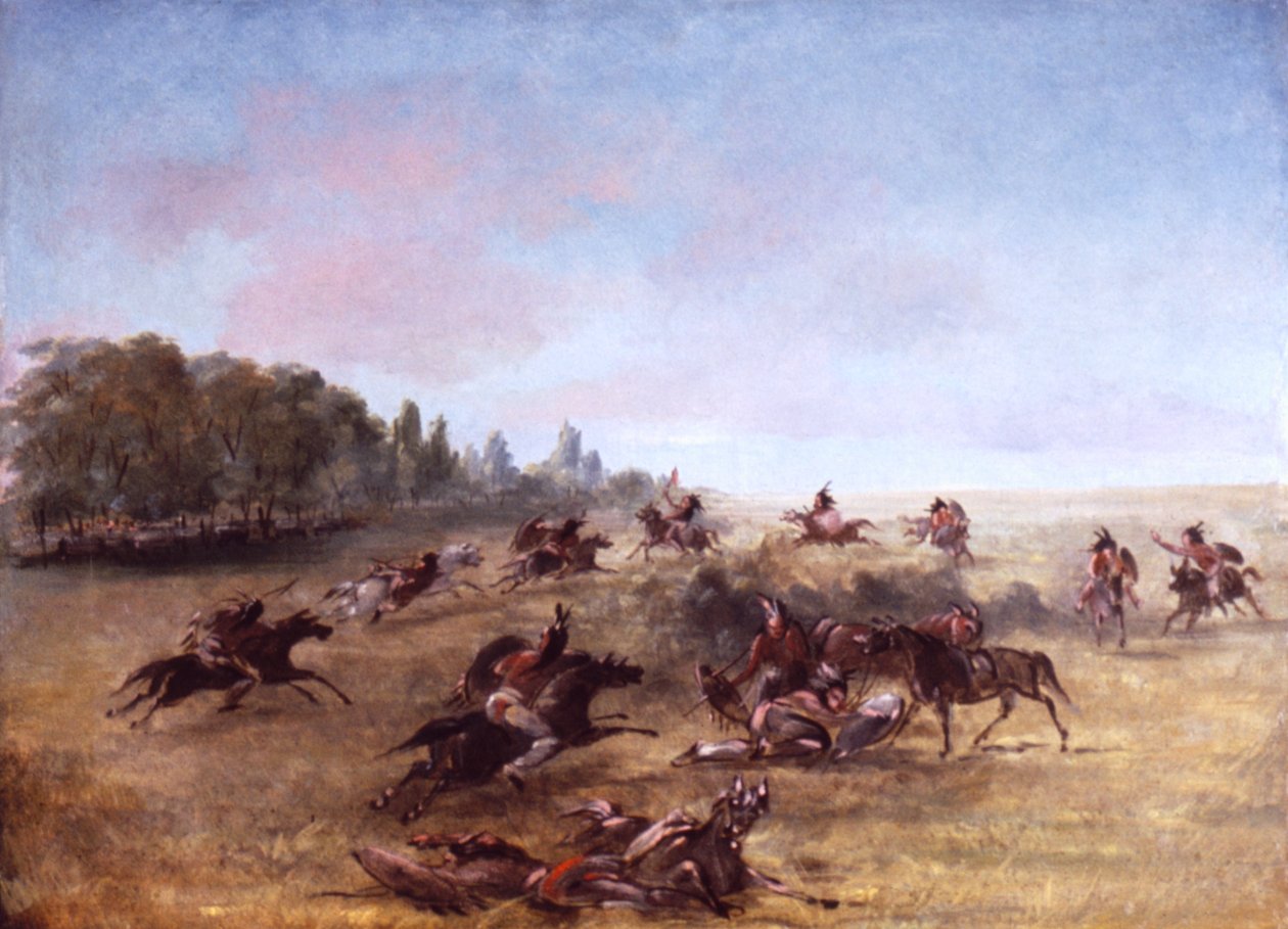 Beredet krigsparti, der skurer et krat, 1846-1848. af George Catlin