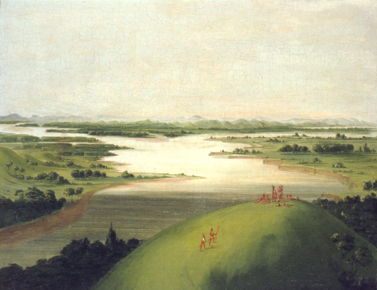 Platte-flodens udmunding, 900 km over St. Louis af George Catlin