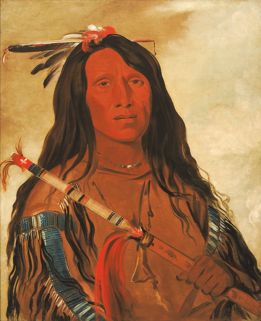 Né-hee-ó-ee-wóo-tis, Ulv på bakken, høvding for stammen, 1832. af George Catlin